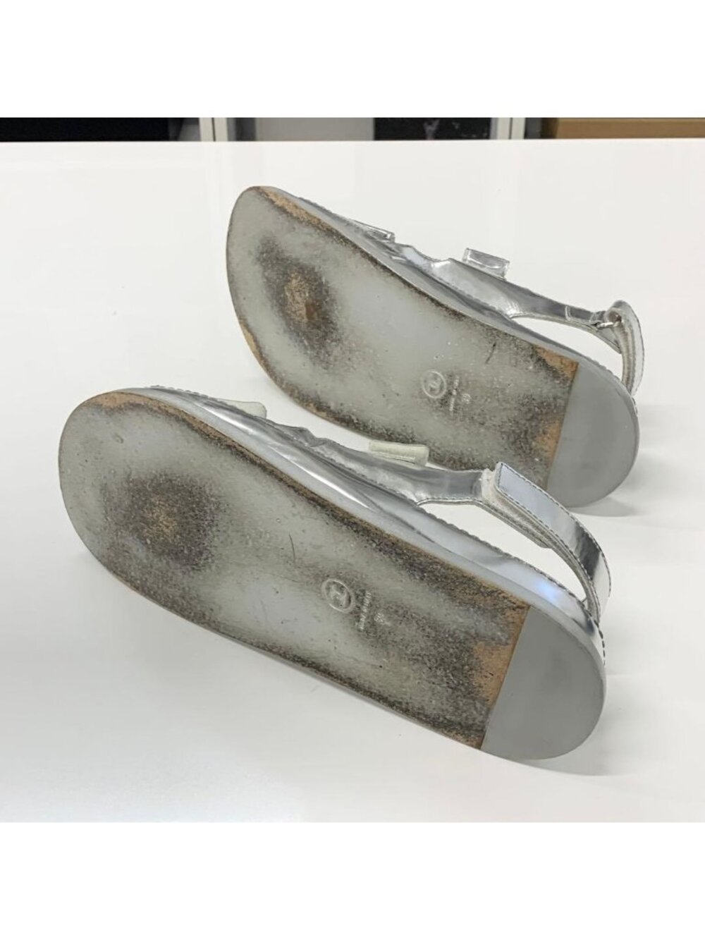 Chanel Leather CC Logo Velcro Sandals Silver - Picture 6 of 10